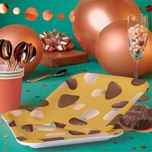 Brown Mushrooms Paper Plate