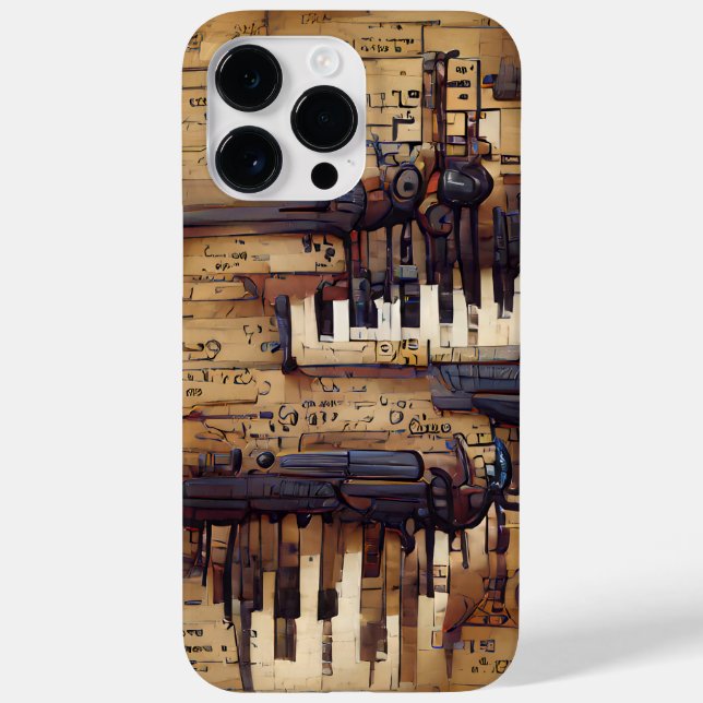 BROWN MUSICAL STEAMPUNK THEME Case-Mate iPhone CASE (Back)