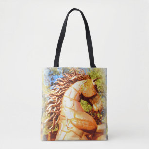 brown mustang stallion tote bag