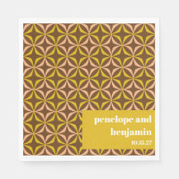 Brown Mustard Retro 70s Geometric Wedding