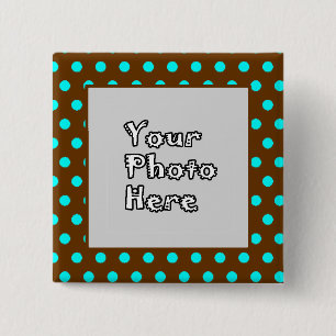 Brown n Aqua Polka Dots 15 Cm Square Badge