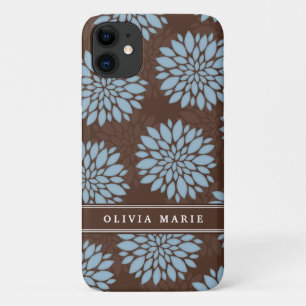 Brown Name Baby Blue Flower Blossom Pattern Case-Mate iPhone Case