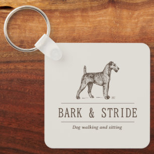 Brown Natural Dog Walking Business Branding QR  Key Ring