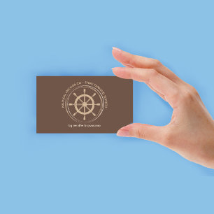 Brown Nautical Ship Wheel Business Card