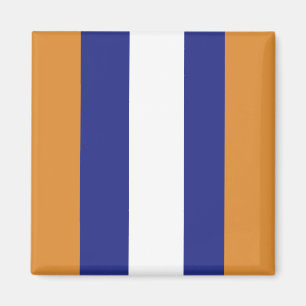 Brown, navy blue and white stripes magnet