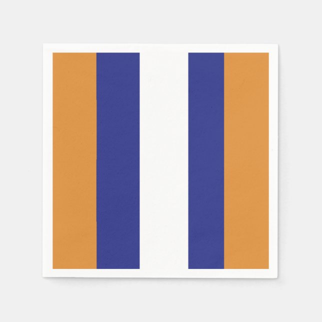 Brown, navy blue and white stripes napkin (Front)
