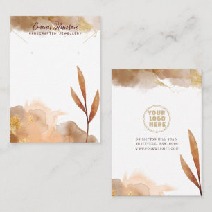 Brown Necklace Earrings Abstract gold Display Card