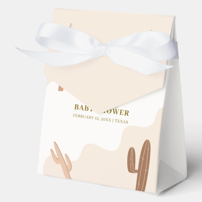 Brown Neutral Modern Boho Cactus Baby Shower Favour Box (Front)