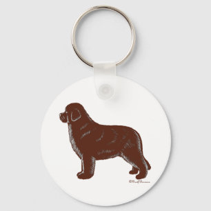 Brown Newfoundland Dog Key Ring