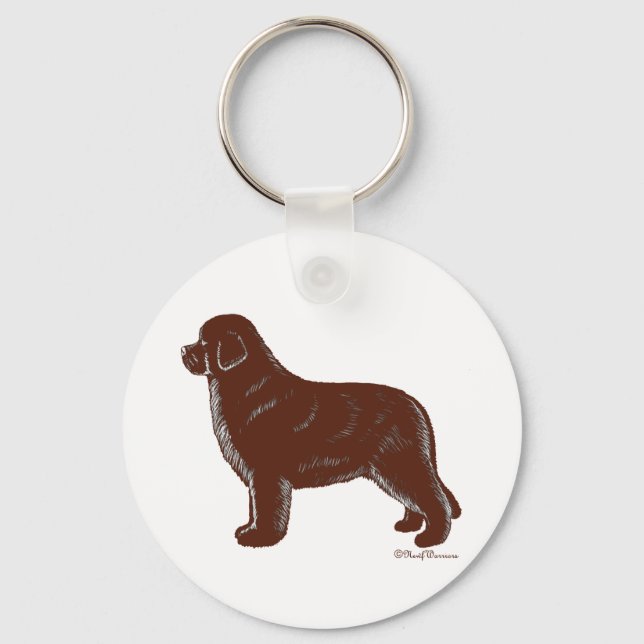 Brown Newfoundland Dog Key Ring (Front)