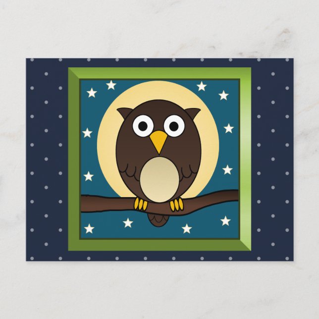 Brown Night Owl Postcard (Front)