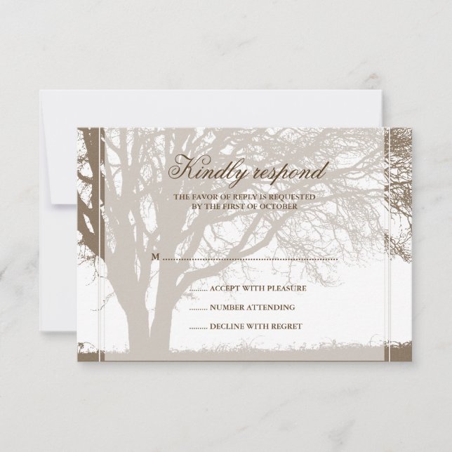 Brown Oak Fall Wedding Response Card (Front)
