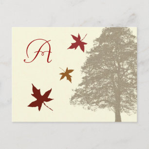 Brown Oak Tree Wedding Monogram Response Card