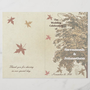 Brown Oak Tree Wedding Program