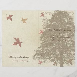 Brown Oak Tree Wedding Program