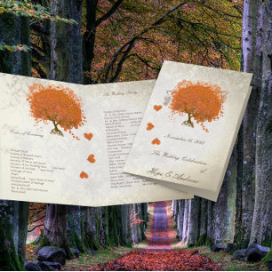 Brown Oak Tree Wedding Program