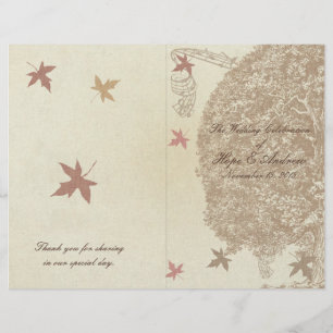 Brown Oak Tree Wedding Program