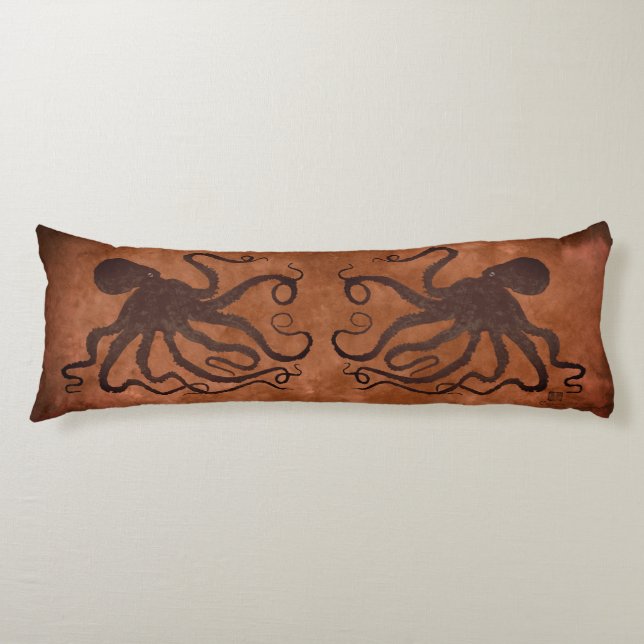 Brown Octopus on Chocolate - Body Pillow (Front)