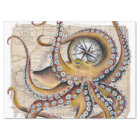 Brown Octopus Vintage Map Compass