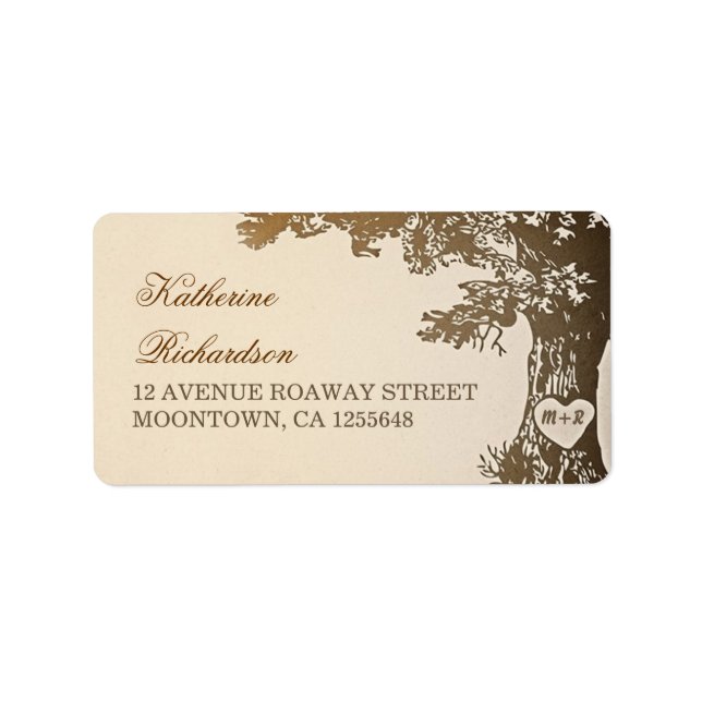 brown old tree address labels for wedding (Front)