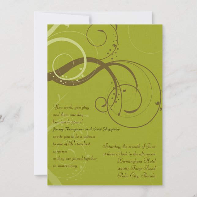 BROWN / OLIVE WEDDING Invitation (Front)
