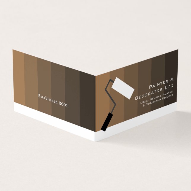 Brown Ombre & Paint Roller, Painter & Decorator Business Card (Outside)