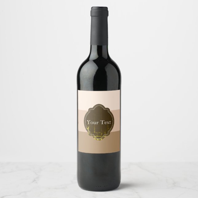 Brown Ombre Striped Custom Wine Label (Front)