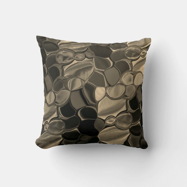 Brown or coppery bits, circles and rounded shapes cushion (Front)