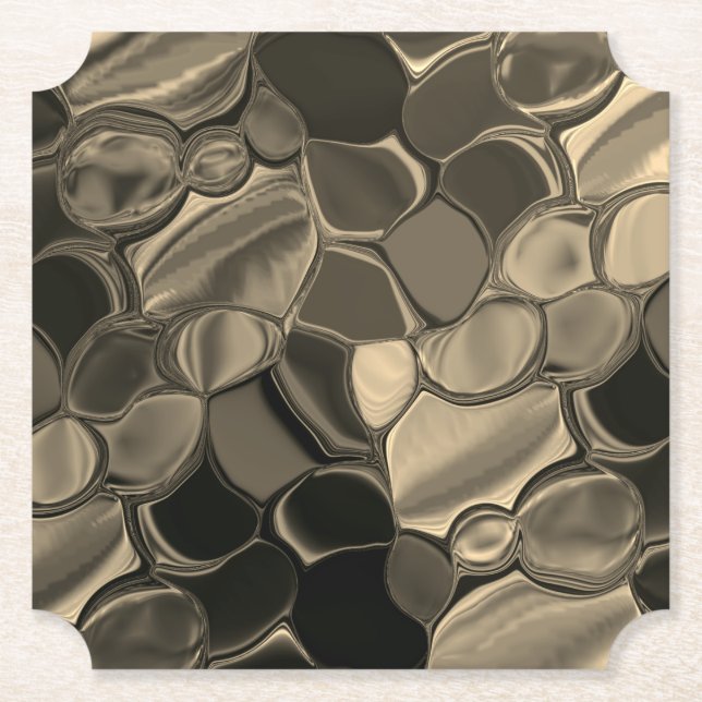 Brown or coppery bits, circles and rounded shapes paper coaster (Front)