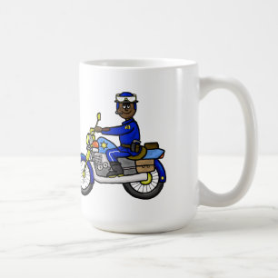 Brown or Dark Skin Motorcycle Cop Mug