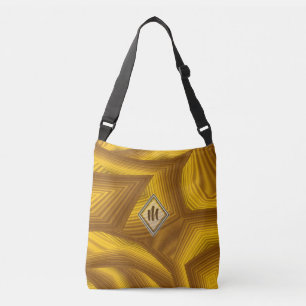 Brown Orange Abstract Geometric Design Crossbody Bag
