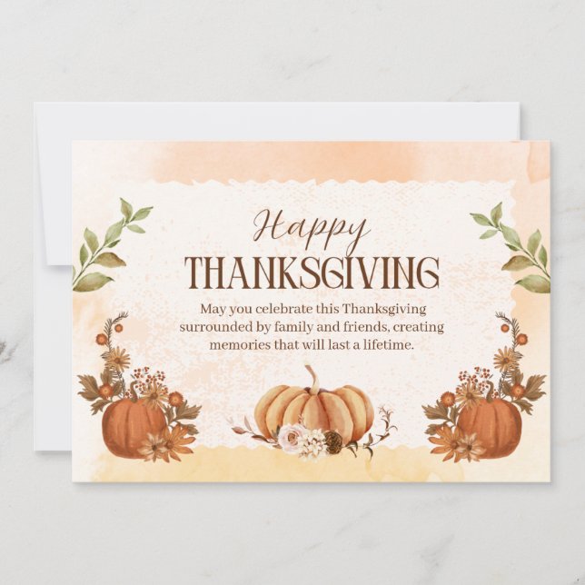 Brown Orange Aesthetic Thanksgiving Holiday Card (Front)