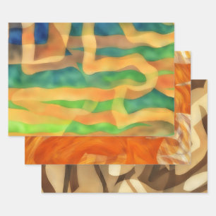 Brown, Orange and Tans Art Wrapping Craft Paper