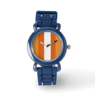 Brown, orange and white stripes watch