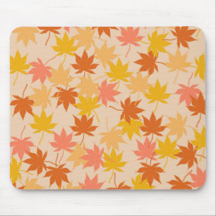 Brown Orange Autumn Floral Leaves Y2K Pattern Mouse Pad
