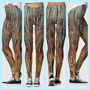 Brown Orange Black Aqua Funky Camouflage Abstract Leggings