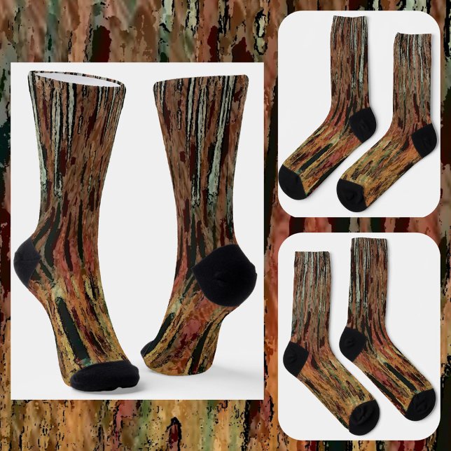 Brown Orange Black Funky Camouflage Abstract Socks (Creator Uploaded)