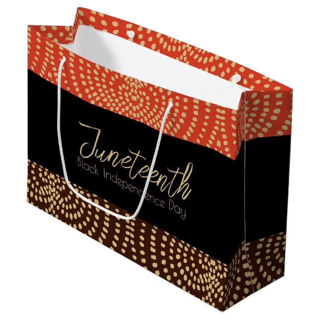 Brown Orange Black Independence Day Juneteenth Large Gift Bag (Front Angled)