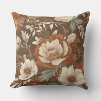 Brown Orange Blue Cream Floral