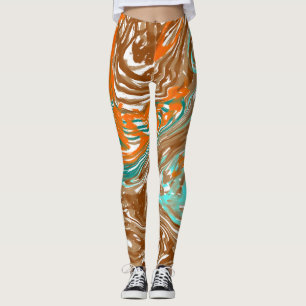 Brown, Orange, Boho Colours Abstract  Leggings