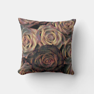 Brown, orange, copper, and gold roses cushion