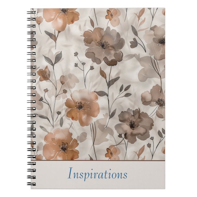 Brown Orange Cream Flowers Notebook (Front)