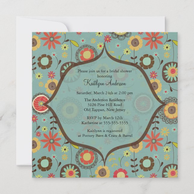 Brown & Orange Flowers  Bridal Shower Invitation (Front)