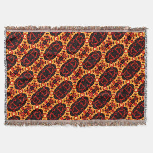 Brown Orange Geometric Pattern Rustic Throw Blanke