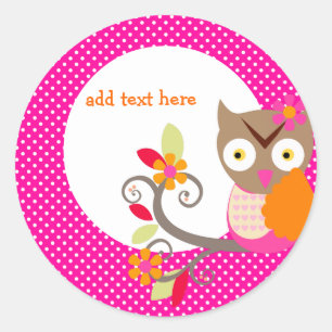 Brown+Orange+Hot Pink Owl stickers