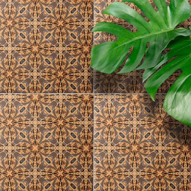 Brown Orange Intricate Mosaic Geometric Pattern  Tile (Creator Uploaded)
