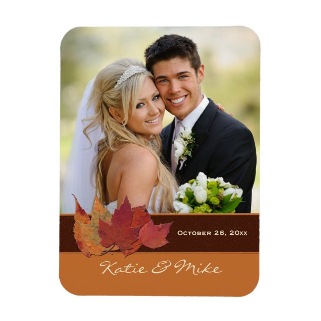 Brown Orange Ivory Dried Leaves Photo Magnet (Vertical)