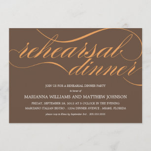 BROWN & ORANGE REHEARSAL   PARTY INVITATION