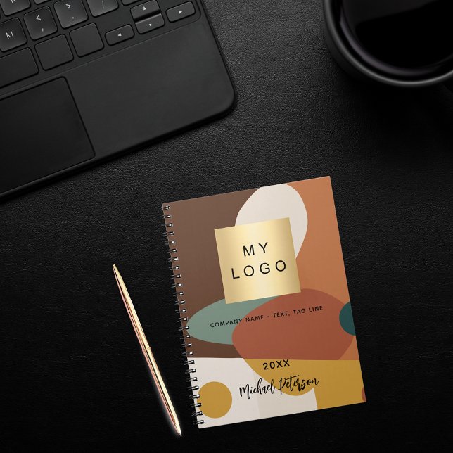 Brown orange retro pattern business logo notebook (Creator Uploaded)
