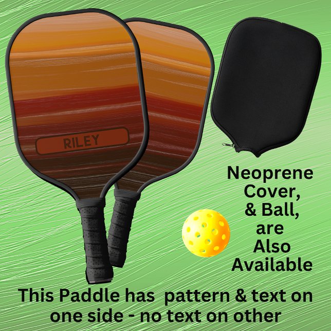Brown Orange Tan Striped Add Name Monogram Team Pickleball Paddle (Creator Uploaded)